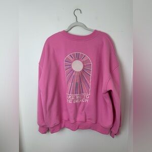 Altar’d State Take Me to the Beach Crewneck Pink Large